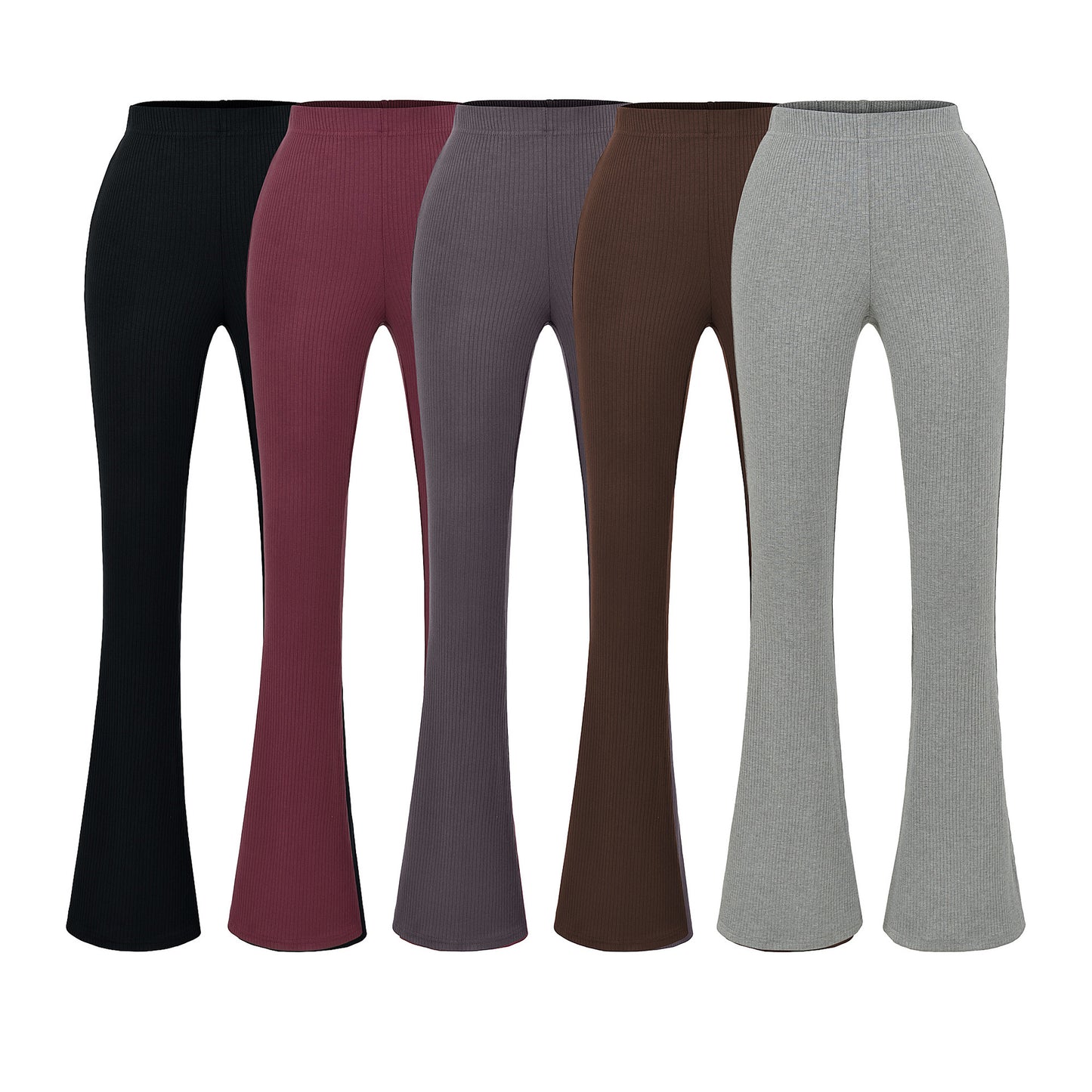 Elegant flared pants for women with a high waist and fine rib design Chic and Style