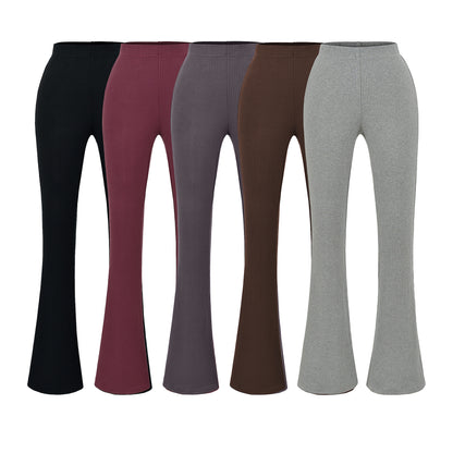 Elegant flared pants for women with a high waist and fine rib design Chic and Style