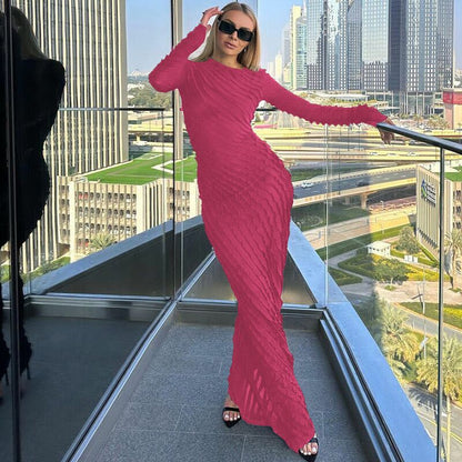Robe longue élégante pour femmes avec un design en vagues Chic und Stil