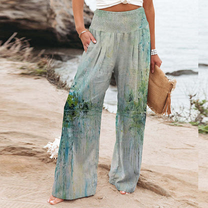 Chic and Style Floral Print Palazzo Pants for Women with Elastic Waist