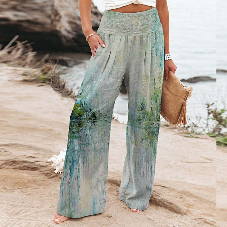 Palazzo pants for women with floral pattern and elastic waist Chic and Style