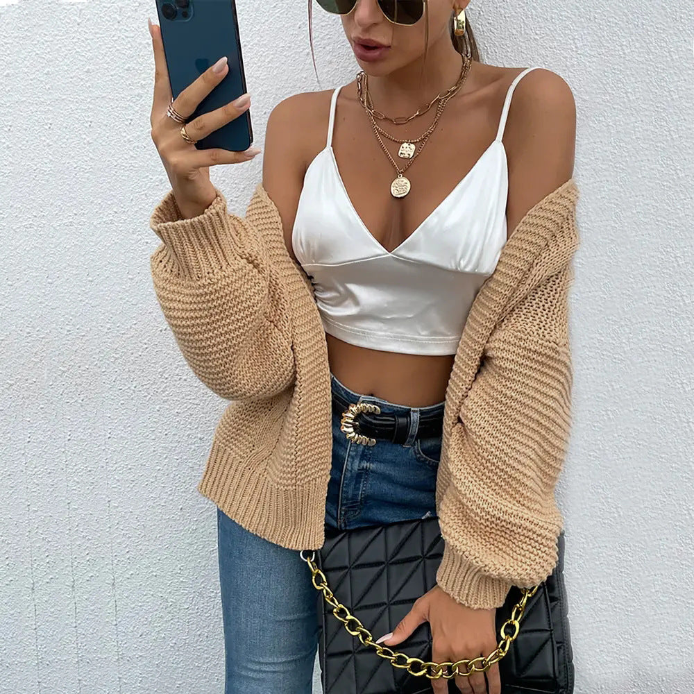 Dames gros cardigan en tricot à coupe décontractée Chic und Stil