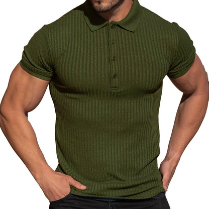 Chemise polo à manches courtes pour hommes en tissu structuré respirant avec col stylé Chic und Stil