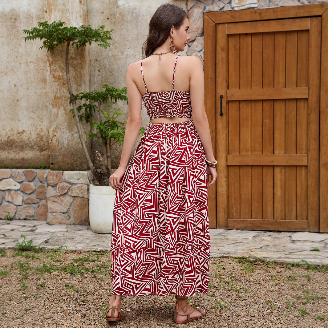 Robe maxi à fente haute bohème pour femmes Chic und Stil