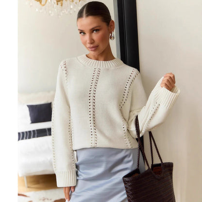 Pull en maille épaisse pour femmes avec un design structuré et une coupe ample Chic und Stil