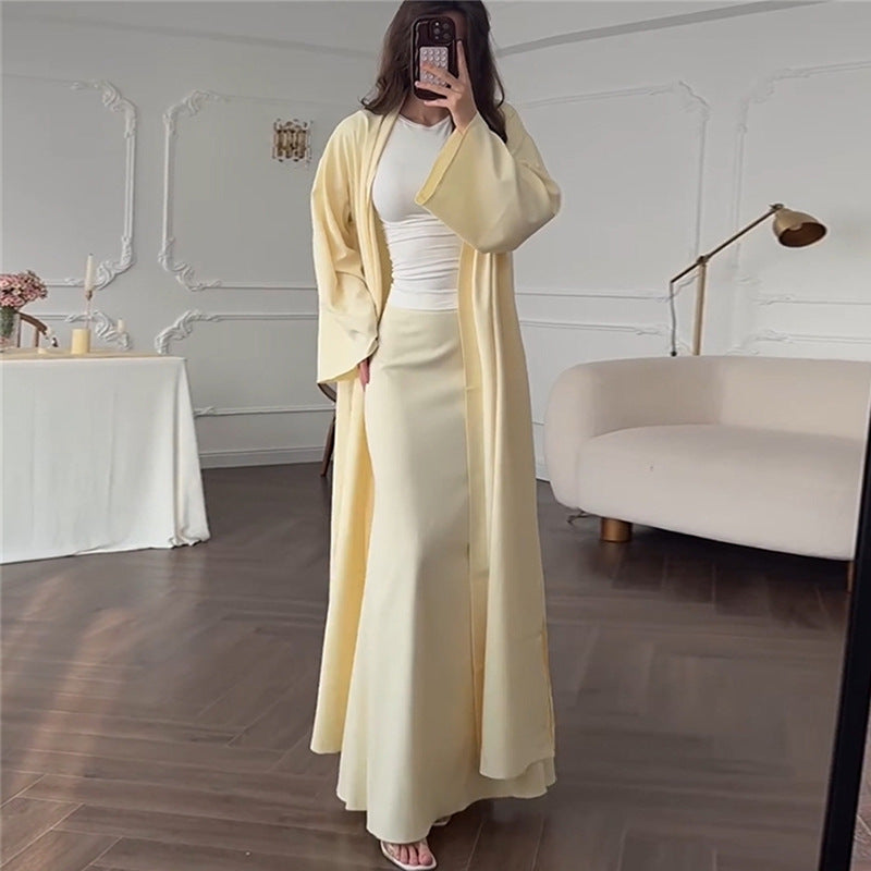 Dames élégant manteau long avec silhouette fluide Chic und Stil