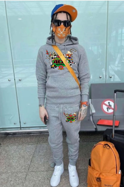 Women's hoodie and jogger pants set with creative cartoon print Chic and Style