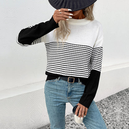 Pull en tricot pour femmes avec des rayures modernes Chic und Stil