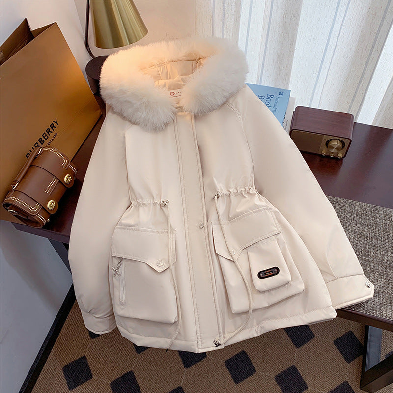 Dame manteau d'hiver avec col en fausse fourrure amovible et poches pratiques Chic und Stil