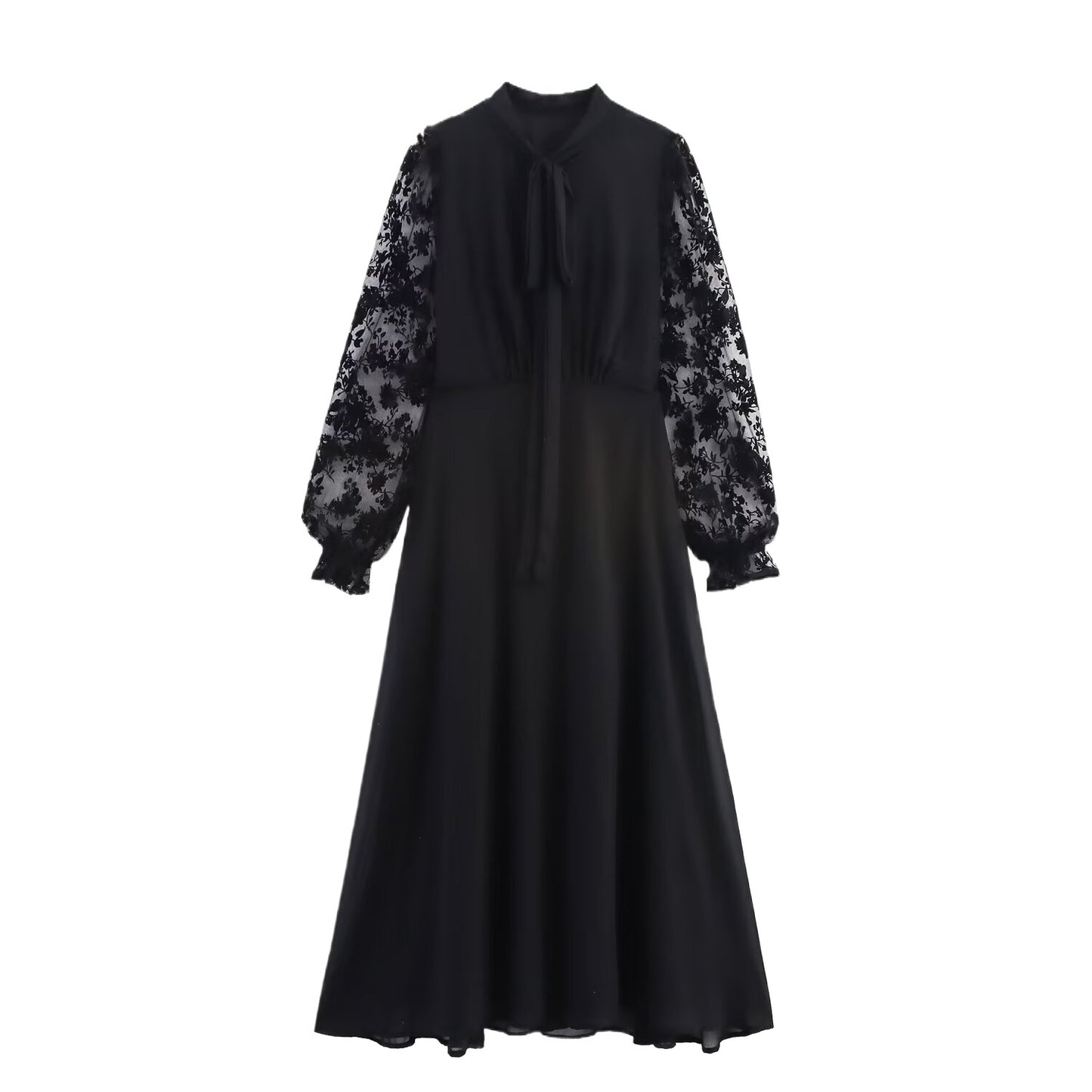 Robe maxi femme avec haut en dentelle floral et élégant ceinturon à nouer Chic und Stil
