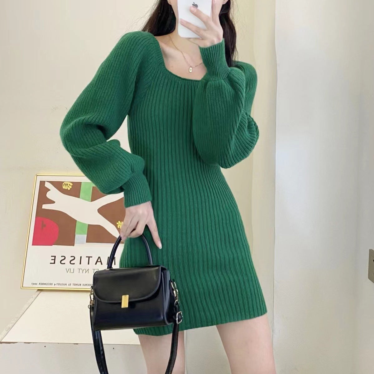 Robe en tricot pour femmes avec motif structuré et manches volumineuses Chic und Stil