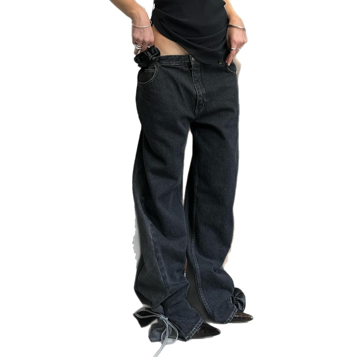 Dames jeans à la coupe ample avec ourlet réglable Chic und Stil