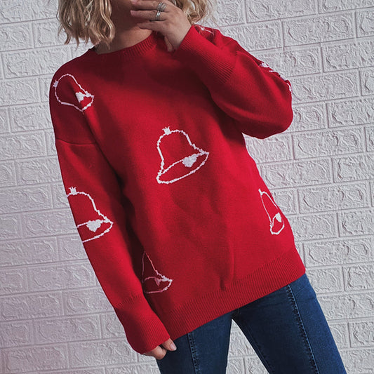Pull femme festif avec motif de cloche joyeux et coupe décontractée Chic und Stil