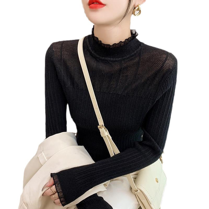 Pull en tricot à la mode pour femmes avec structure côtelée et col accrocheur Chic und Stil