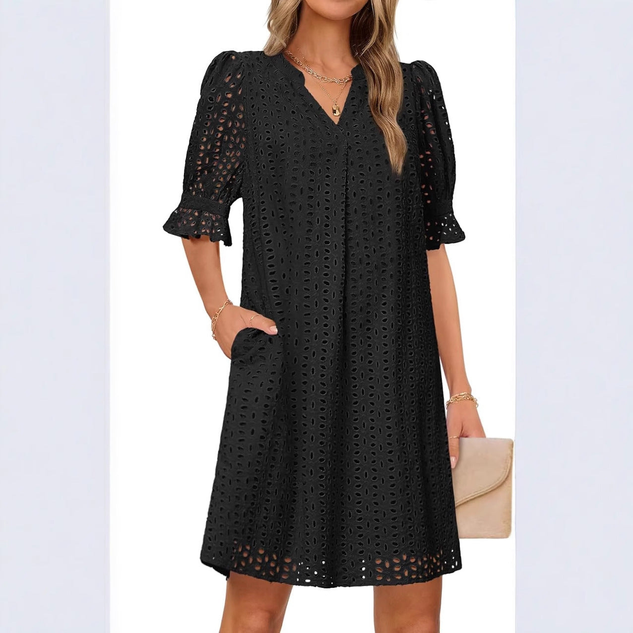 Robe d'été fluide pour femme avec des détails en dentelle élégants Chic und Stil