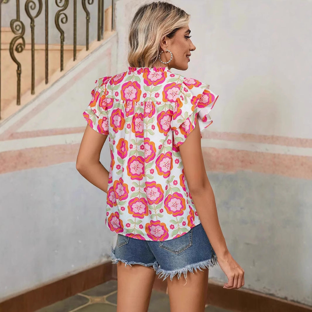 Blouse en viscose légère pour femmes avec détails en volant et coupe décontractée Chic und Stil