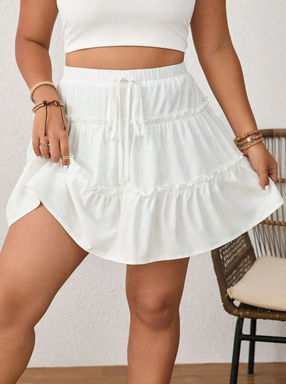 Ladies High Waisted Ruffle Skirt Chic and Style