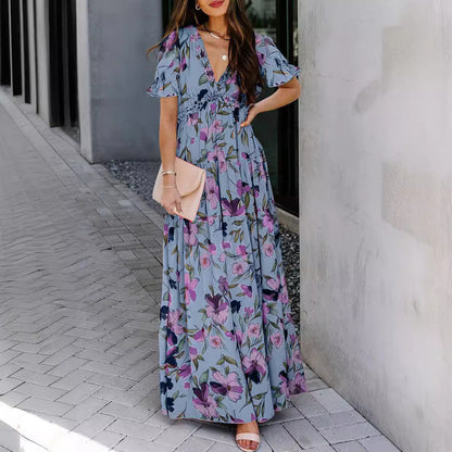 Robe Maxi Boho Femmes avec impression florale Chic und Stil