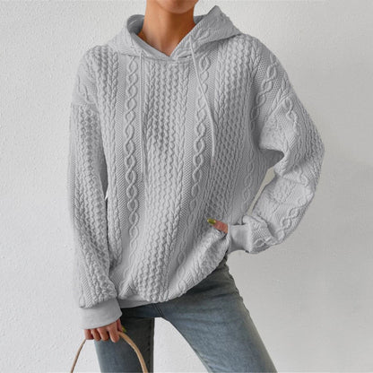 Pull en tricot de haute qualité pour femmes avec capuche et motif en torsade décoratif Chic und Stil