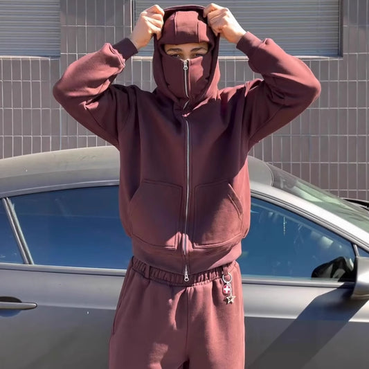 Veste à capuche pour femmes avec protection du visage intégrée et zip pratique Chic und Stil