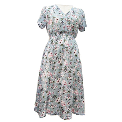 Robe maxi pour femmes avec des motifs floraux et une taille élastique Chic und Stil
