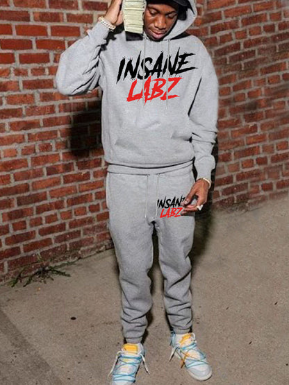 Men's Sports Hoodie and Jogging Pants Set with Chic Logo Marking Style