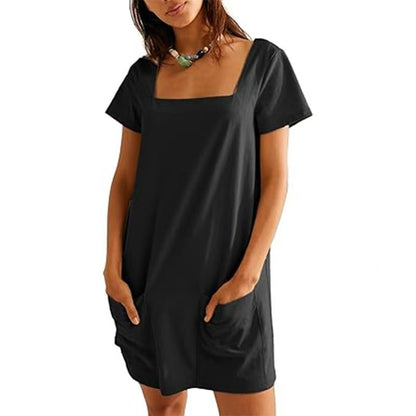 Robe de loisirs pour femmes avec décolleté carré et poches pratiques Chic und Stil
