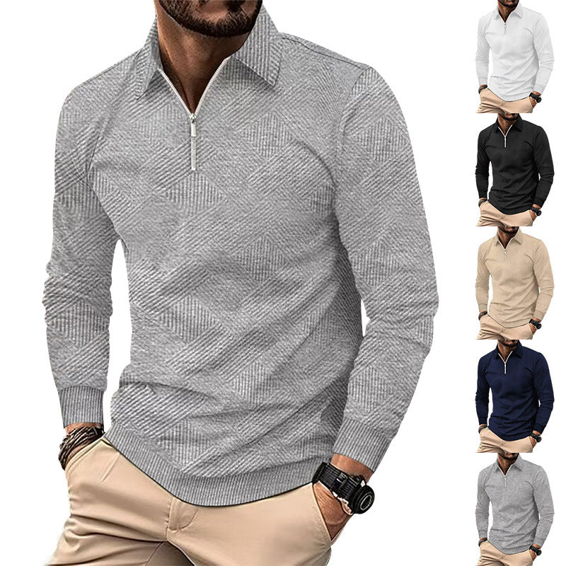Fleece pullover for men with a high collar and an innovative structured design Chic und Stil