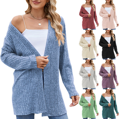 Dames élégante cardigan à design ouvert et fine structure côtelée Chic und Stil