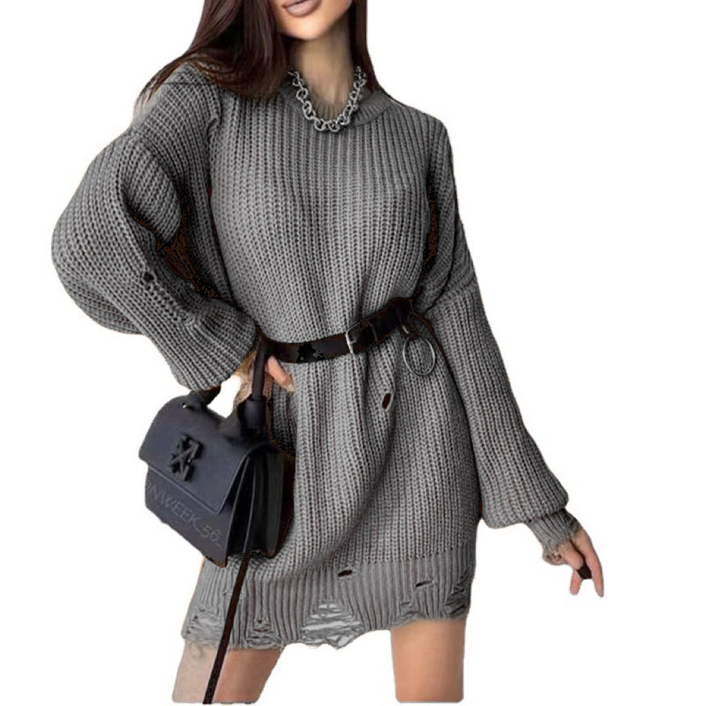 Robe en tricot pour femmes avec coupe décontractée et détails usés Chic und Stil