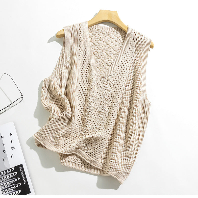 Gilet Tricot Texturé à Col V Femme Chic und Stil