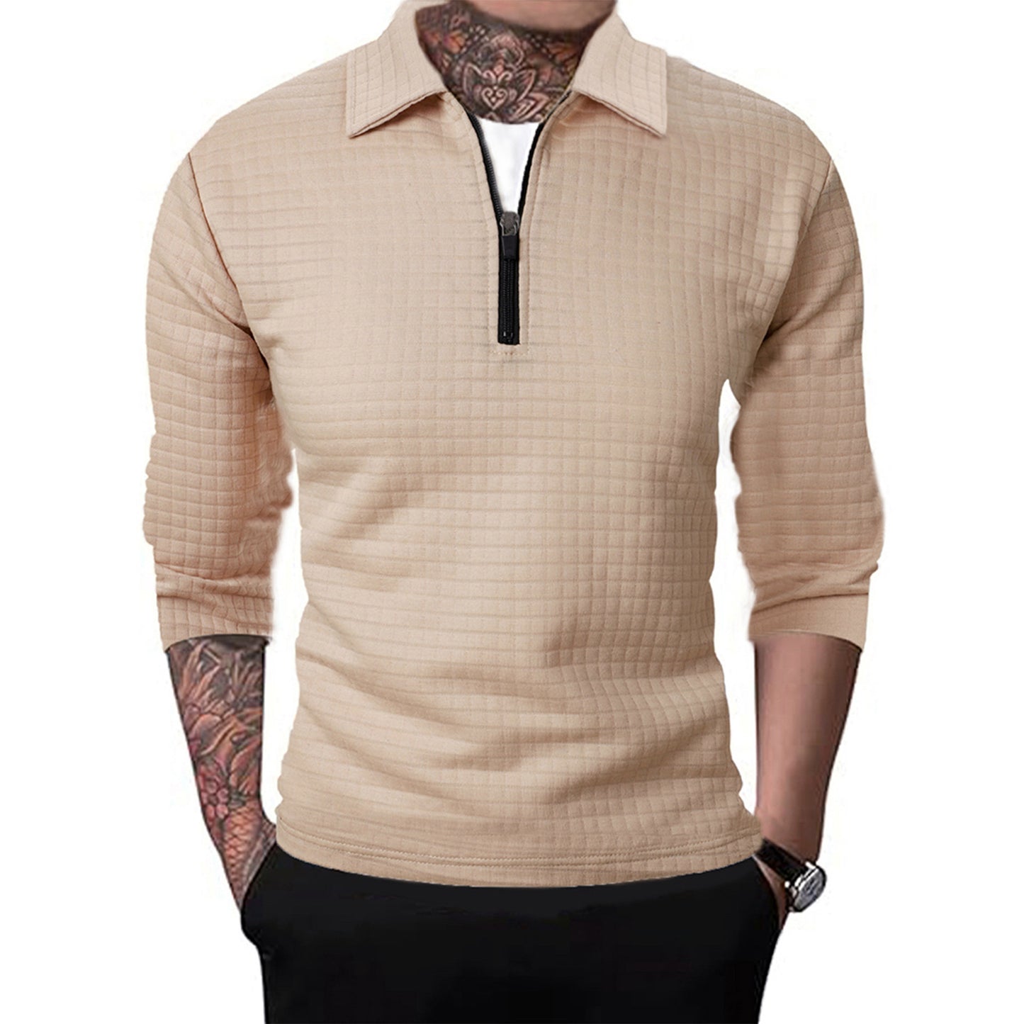 Pull structuré pour hommes avec zip court Chic und Stil