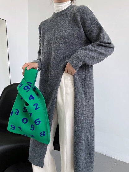 Robe en tricot élégante pour femmes avec fente latérale et coupe généreuse Chic und Stil