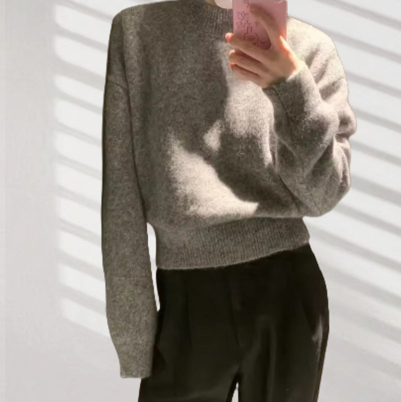 Pull à tricoter décontracté pour femmes avec col rond et matériau doux Chic und Stil