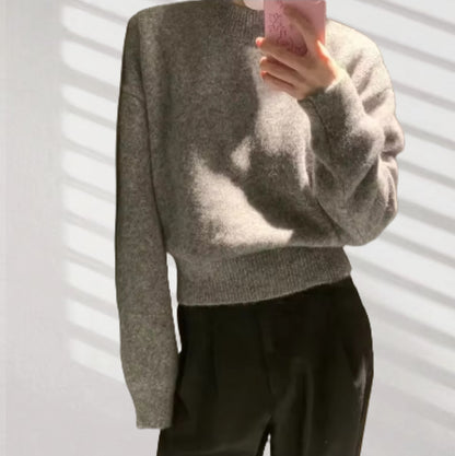 Pull à tricoter décontracté pour femmes avec col rond et matériau doux Chic und Stil