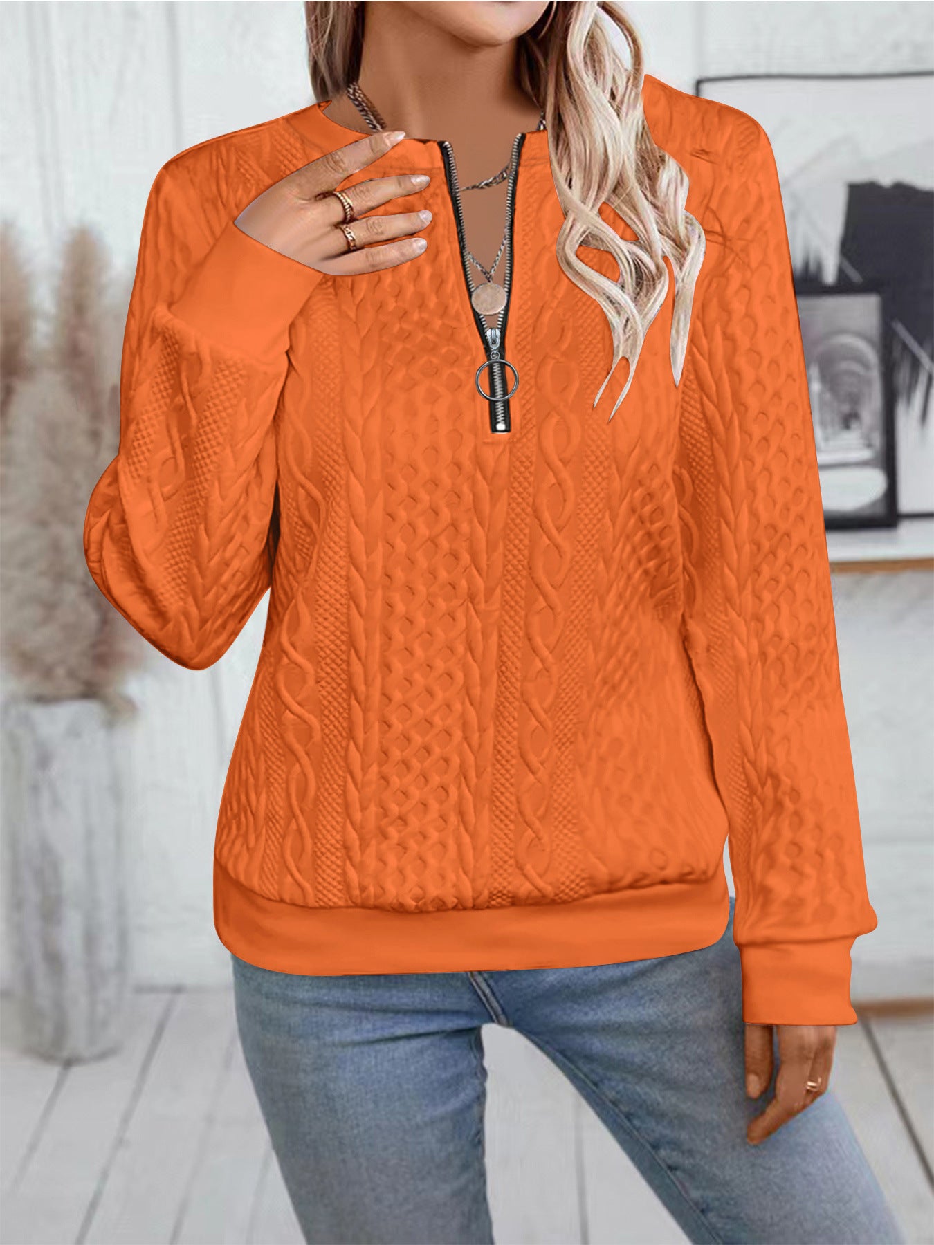 Pull en tricot à fermeture éclair pour femmes Chic und Stil