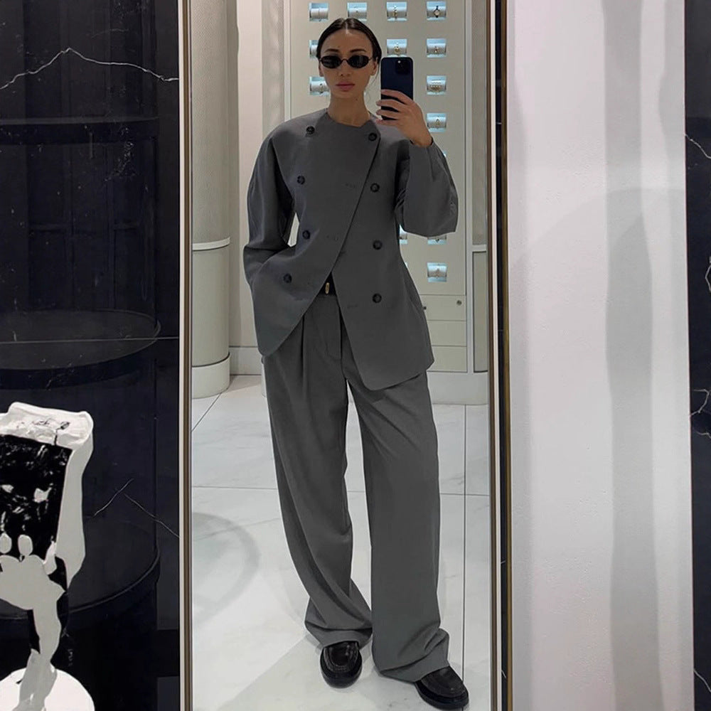 Dames Élégante veste de bureau à double boutonnage Chic und Stil