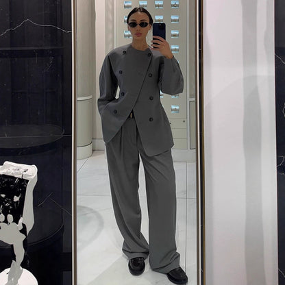 Dames Élégante veste de bureau à double boutonnage Chic und Stil