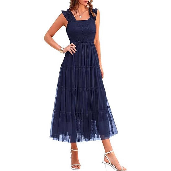 Robe maxi pour femmes avec jupe en tulle volumineuse et manches en dentelle Chic und Stil