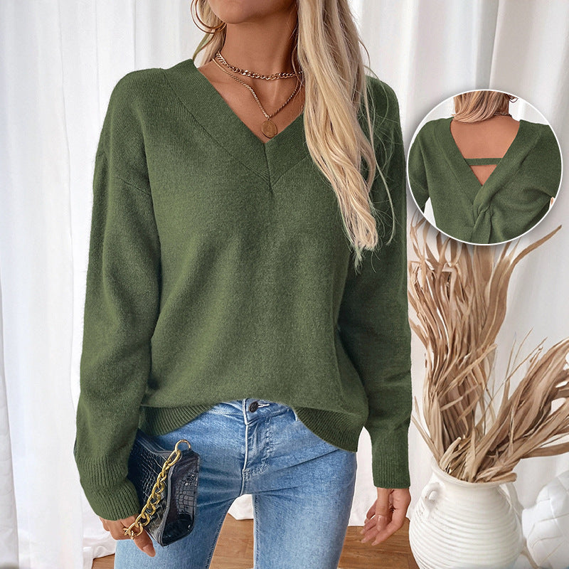 Femmes Pull V-Cou Chic und Stil