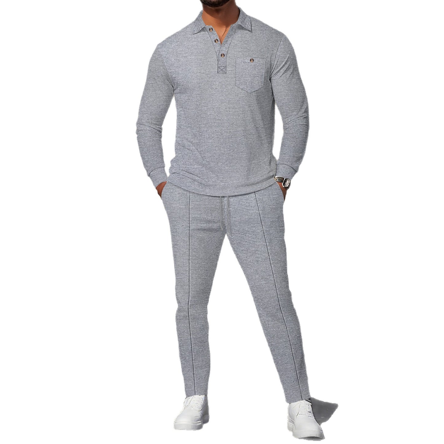 Costume de loisirs élégant pour hommes avec haut structuré et pantalons confortables Chic und Stil