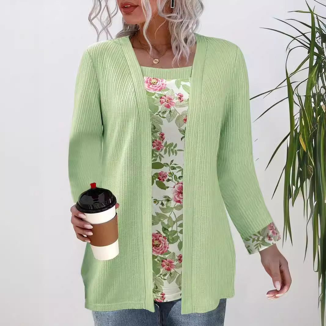 Dames cardigan décontracté avec doublure florale et manches longues Chic und Stil