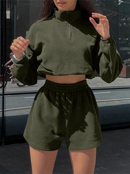Ensemble de sweat-shirt court pour femme et shorts décontractés Chic und Stil