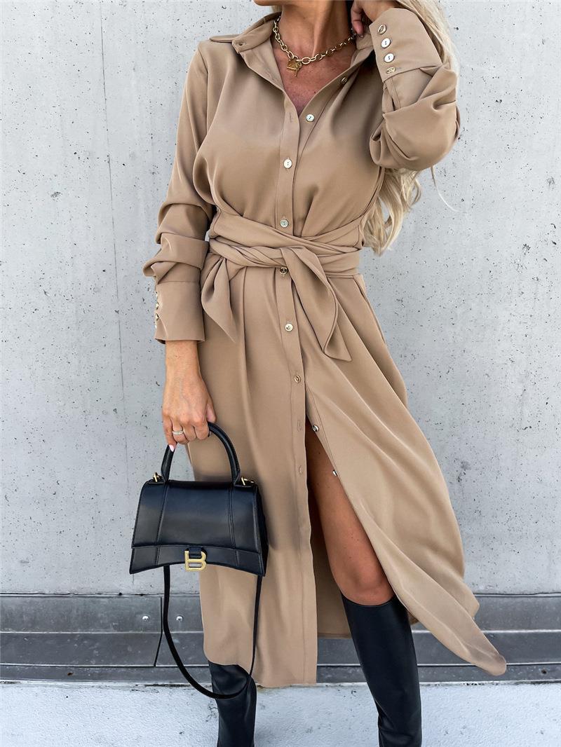 Robe chemise pour femmes avec ourlet asymétrique et ceinture à la taille Chic und Stil
