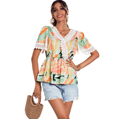 Chemisier femme avec des détails en dentelle et floraux Chic und Stil