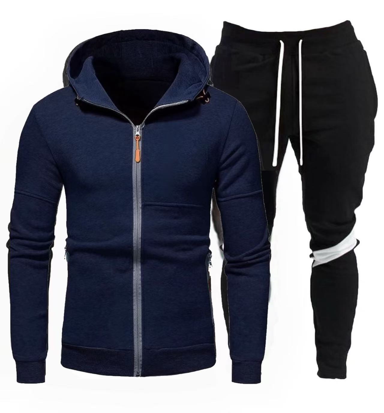 Sporty hoodie for men with practical zipper and chic jogger pants