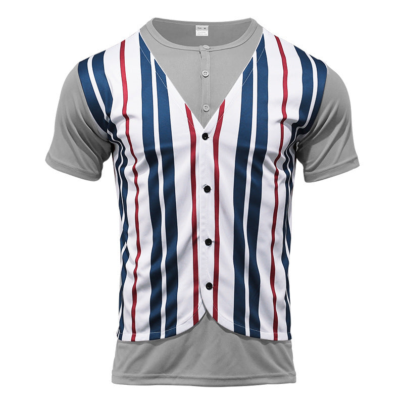 Chemise short pour homme avec un col en V innovant et une patte de boutonnage Chic und Stil