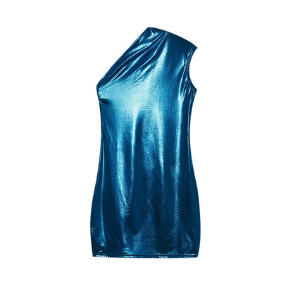 Robe shift asymétrique métallique pour femmes Chic und Stil