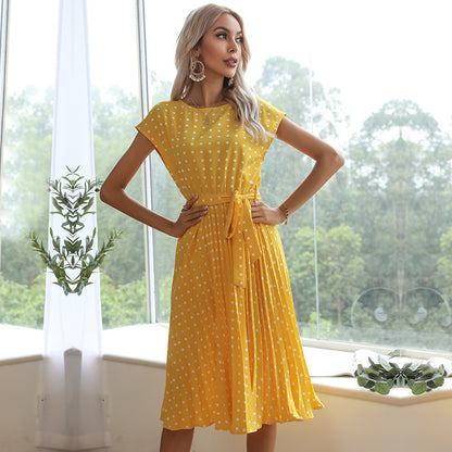Robe A-ligne à pois pour femmes avec cordon de taille Chic und Stil