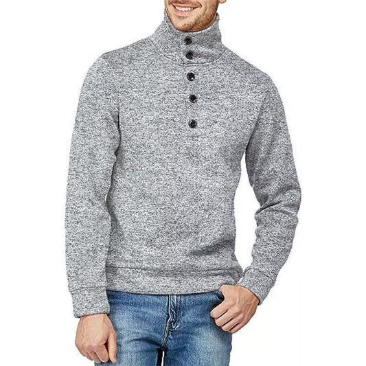 Hommes Pull de haute qualité avec col montant et détail de bouton Chic und Stil